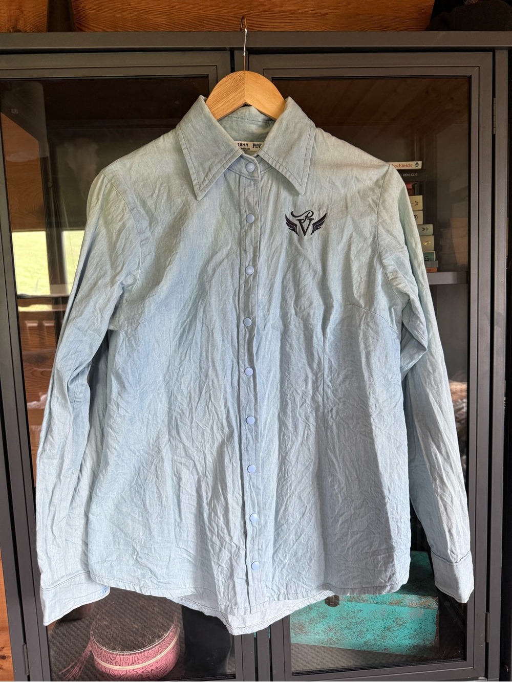 Light Blue Women's Button-Up Shirt - Casual Long Sleeve